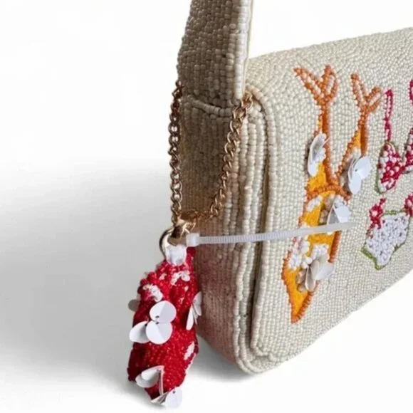 Bikini Swimsuit Beaded Shoulder Bag Handcrafted In India w Charm NWT - Picture 3 of 6